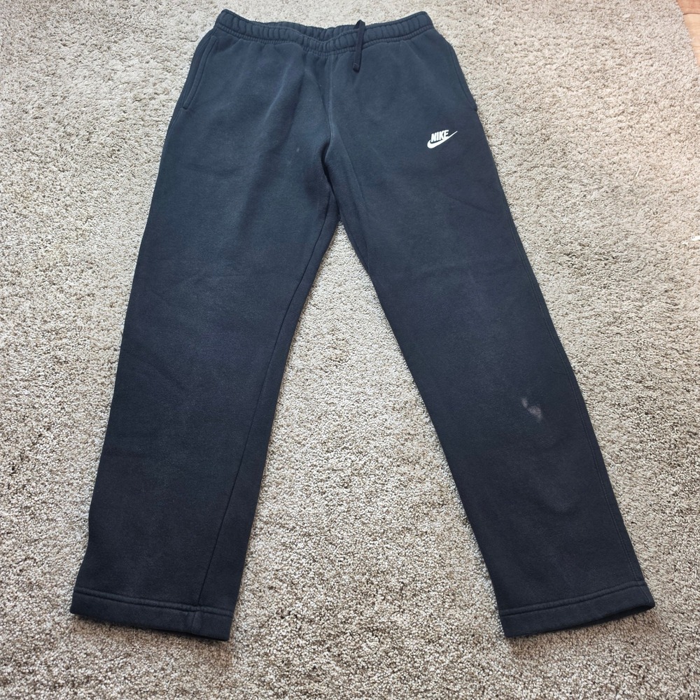 Nike Sweatpants Mens Medium Black Cotton Fleece Straight Leg Athletic Adult